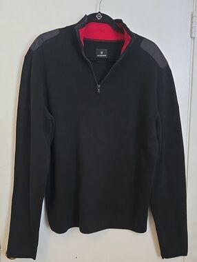 Victorinox Men’s Black Half-Zip Sweater with Red Interior Collar No Tag (Large?)
